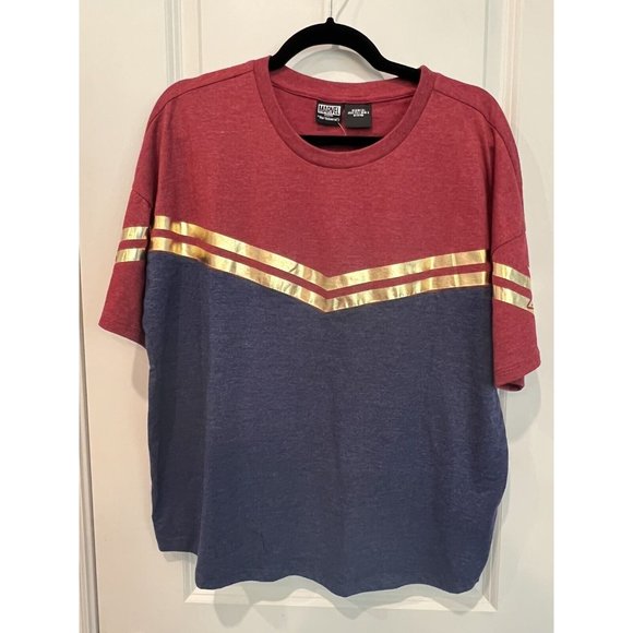 Her Universe Red and Blue Short Sleeve Tee with Gold Accents - Picture 1 of 6